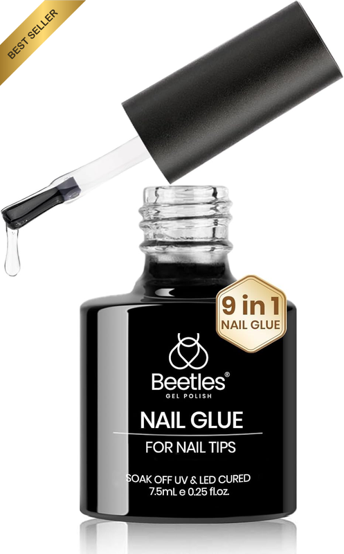 Beetles 9-in-1 Nail Glue Gel for Clear Acrylic & Press-On Nails, UV Cure, Long L