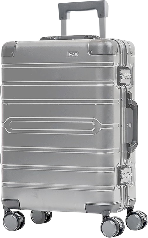 Carry on Luggage, Noble Zipperless Aluminum Suitcase,21.7X14.8X8.1 Airline Approved, Aluminum Metal Hardside Shell & Frame, 360° Spinner Wheels, TSA Locks, Interior Compression –Silver