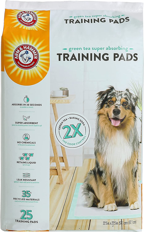 Green Tea Pet Training Pads | 25-Ct Dog Training Pads with Super Absorbing Green