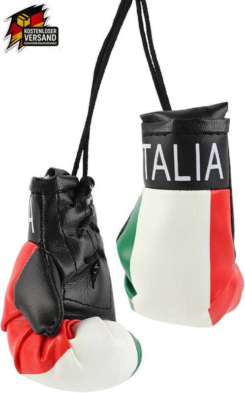 Mini Boxhandschuhe Auto Boxing Gloves Autospiegel Anhänger Schlüsselanhänger Flaggendesign Deko Innenspiegel Accessoire Geschenk 1 Stück