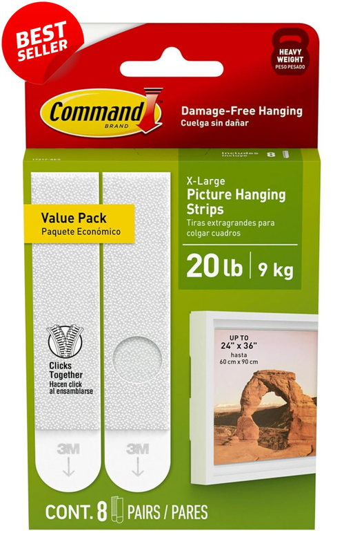 8 Pairs XL Picture Hanging Strips White 20lb Heavy Duty Wall Hangers - US