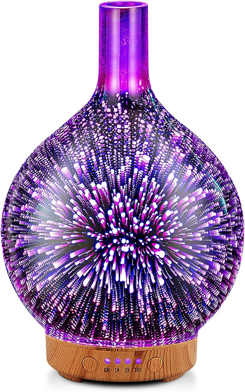 Essential Oil Diffuser 3D Glass Aromatherapy Ultrasonic Humidifier - 7 Color Cha
