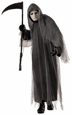 Grey Ghoul Grim Reaper Gothic Scary Robe Fancy Dress Up Halloween Adult Costume