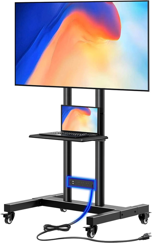 With Power Outlet, Mobile Tv Cart On Wheels For 32-85 Inch L