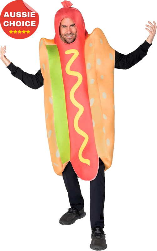 Men's Lightweight Hot Dog Costume Adult Halloween Fun Food Dress Up Party Outfit