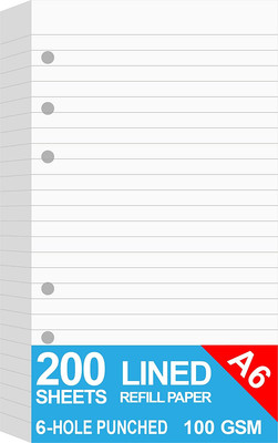 200 Sheets A6 Lined Paper for Filofax Personal Binder Planner White 100gsm R...