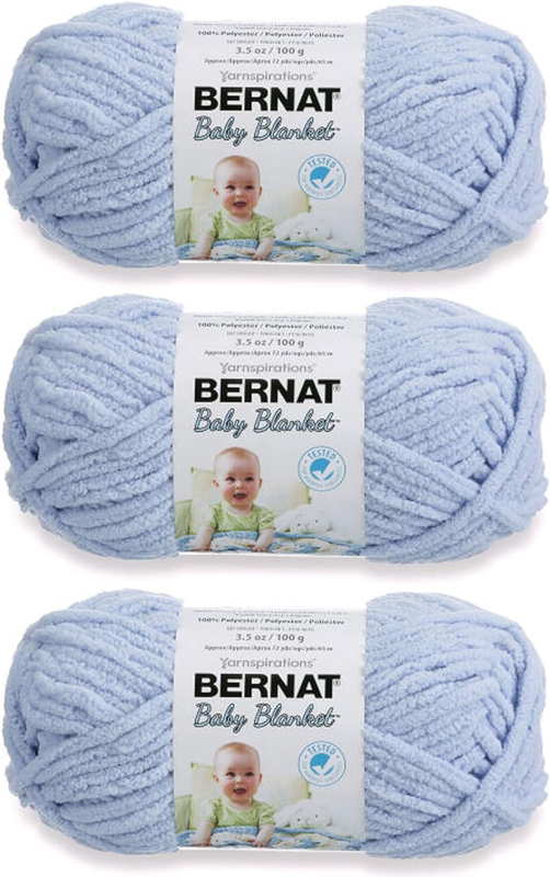 Baby Blanket Baby Blue Yarn - 3 Pack of 100G/3.5Oz - Polyester - 6 Super Bulky -