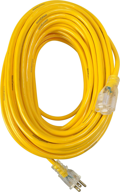 2885 100Ft. 12/3 SJTW 15Amp Premium Heavy Duty Contractor Extension Cord, Yellow
