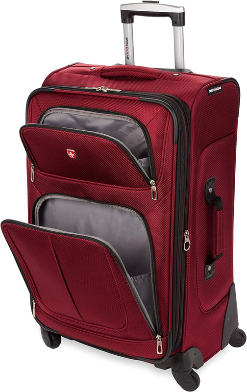 Softside Expandable Luggage, Burgandy, Checked-Medium 25-Inch