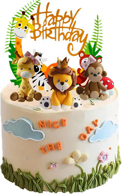 Tortendeko 1. Geburtstag Für Baby Kinder Mädchen,Happy Birthday Kuchendeko Tiere