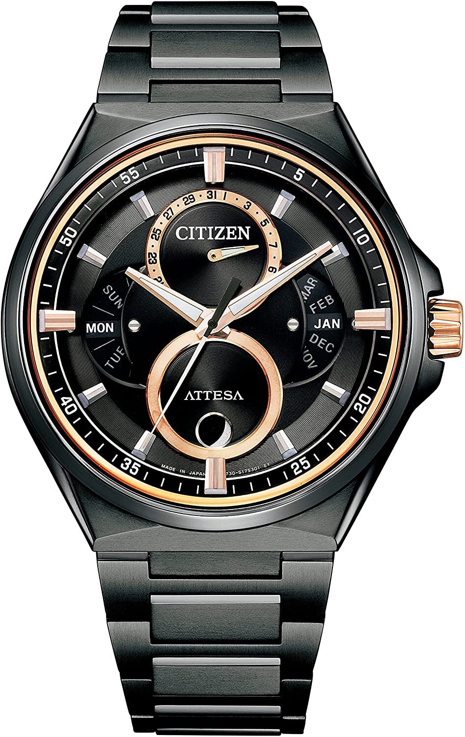 Pre-owned Citizen Brand-new  Attesa Triple Calendar Bu0065-64e Titanium Solar Men's Watch
