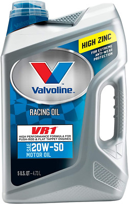 Valvoline VR1 Racing SAE 20W-50 High Performance High Zinc Motor Oil 5 QT