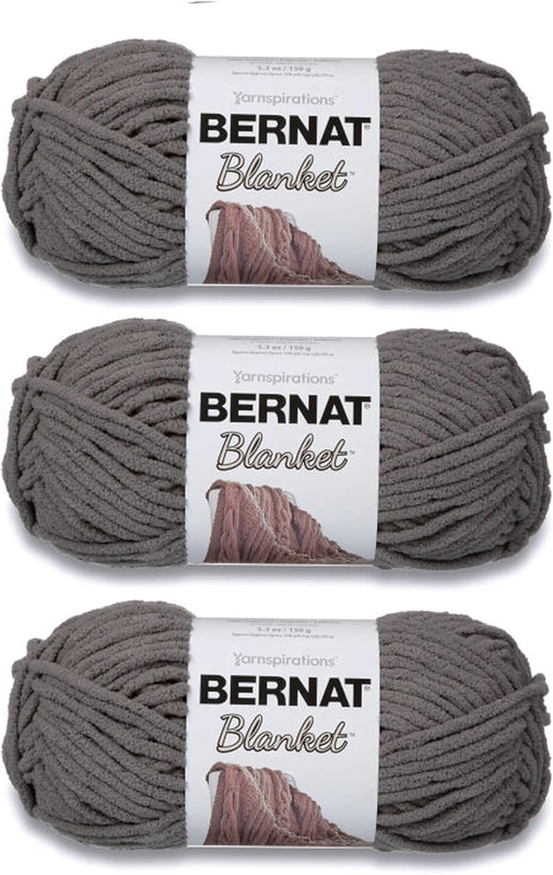 Blanket Dark Gray Yarn - 3 Pack of 150G/5.3Oz - Polyester - 6 Super Bulky - 108