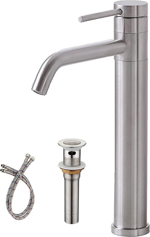 Hotis Modern Tall Body Single Handle Mixer Spout 360 Swivel Stainless Steel Brus