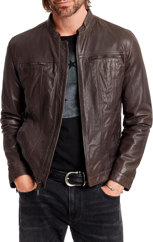John Varvatos mens Brando Leather Jacket