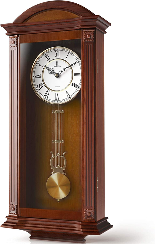 Pendulum Wall Clock Battery Operated - Large Hanging Grandfather Wall Clock with
