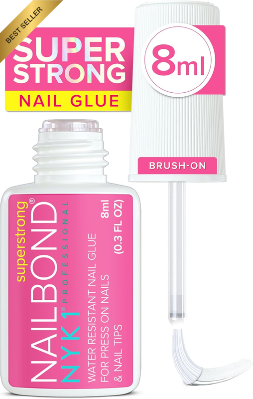 Super Strong 8ml Nail Glue for Press On & Acrylic Nails, Brush-On, Long Lasting