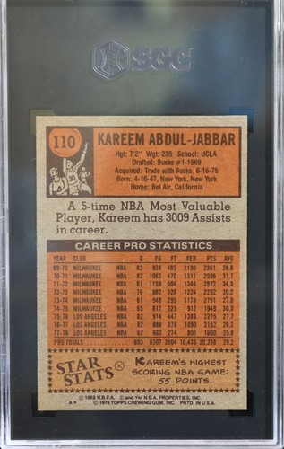 1978-79 Topps - Kareem Abdul-Jabbar #110 SGC 6 EX-NM Lakers HOF