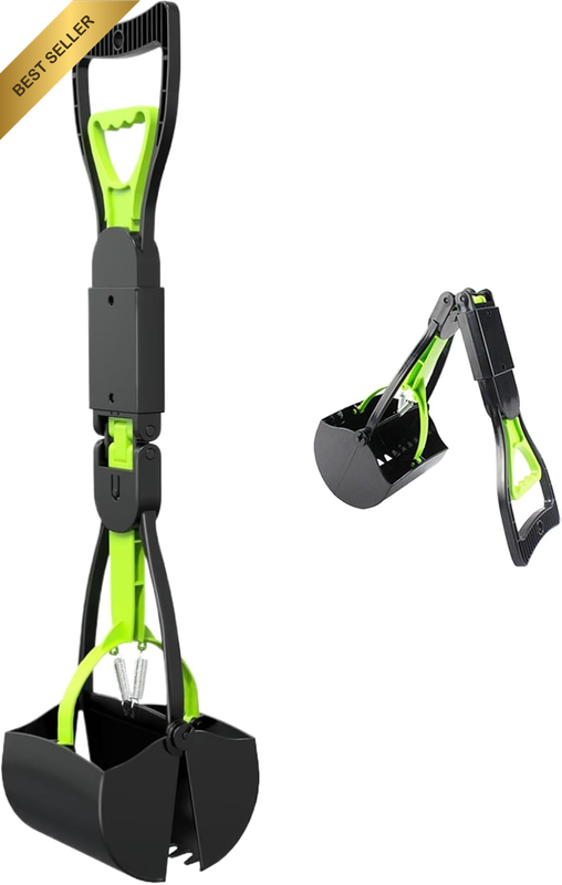 Dog Poop Scooper Long Handle – Foldable & Portable Pet Waste Scooper for Dogs &