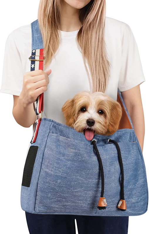 Pet Dog Sling Carrier – Small Pet Carrier Adjustable – Puppy Sling Bag with Brea
