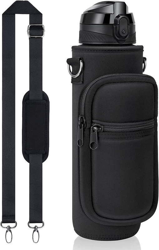 32 Oz Water Bottle with Sleeve Holder Insulated Strap Bag Glass Cup And Cover
