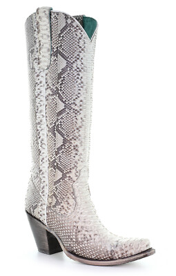 Pre-owned Corral Boots Corral Womens Python Cowboy Boots Snake Natural