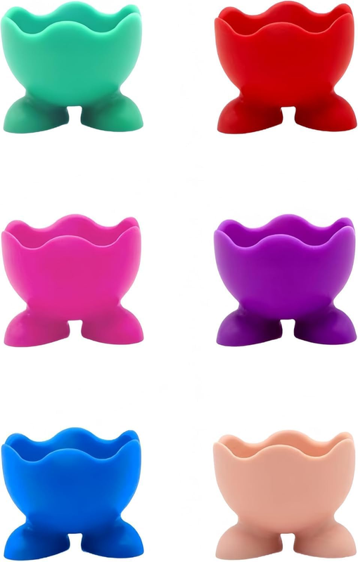 6 PCS Boiled Egg Holder Silicone Egg Cup Single Serving Cup Egg Cute and Colorfu