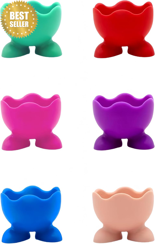 6 PCS Boiled Egg Holder Silicone Egg Cup Single Serving Cup Egg Cute and Colorfu