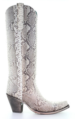 Pre-owned Corral Boots Corral Womens Python Cowboy Boots Snake Natural