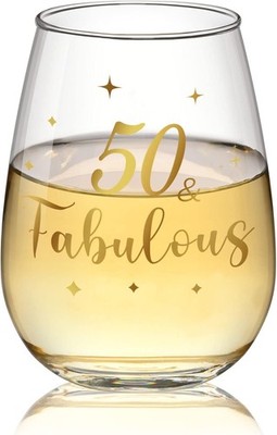 Joymaking 50th Birthday Gifts for Women - 50 and Fabulous, Golden 50th Wine