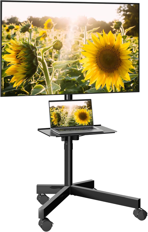 Mobile TV Stand, Rolling TV Stand for 23-60 Inch Screens, Adjustable Floor TV St