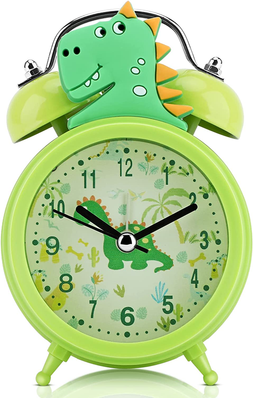 Dinosaur Alarm Clock for Boys Kids, Cute Bedroom Decoration, Non Ticking Silent
