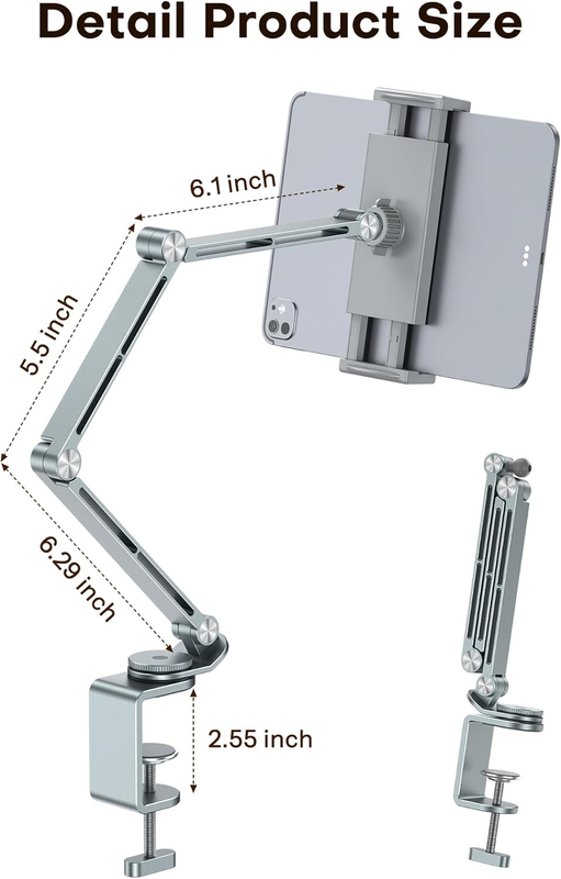 Aluminum Tablet Stand for iPad,  Adjustable Phone Stand for Desk 360° Rotation w