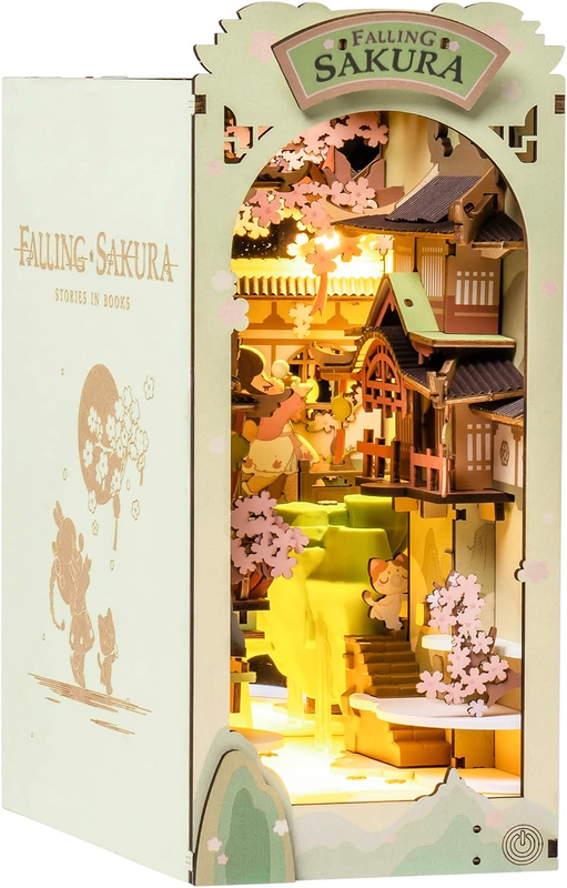 DIY Book Nook Kit Falling Sakura, DIY Miniature Booknook Kit Creative Decorative