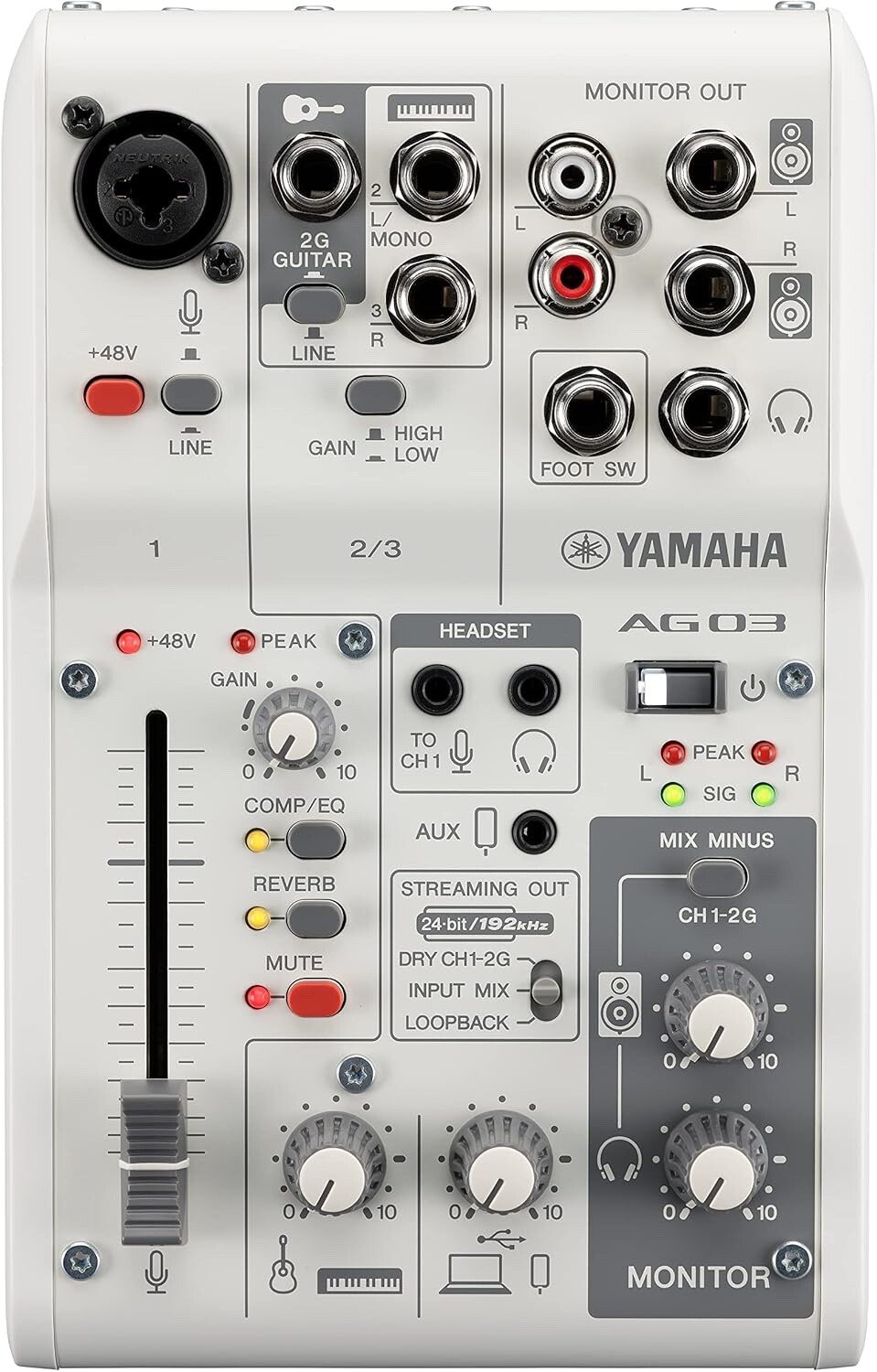 AG03 MK2【YAMAHA】 AG03MK2 3-Channel Loopback Audio USB Mixer - Yamaha USA
