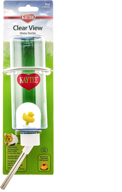 Kaytee Clear View Water Bottle for Pet Gerbils, Hamsters & Mice, 8 Oz