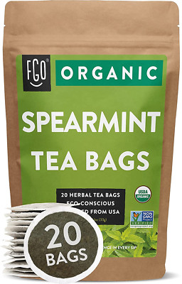 Organic Spearmint Leaf Tea Bags | 20 Tea Bags | Eco-Conscious Tea Bags in Kraft 