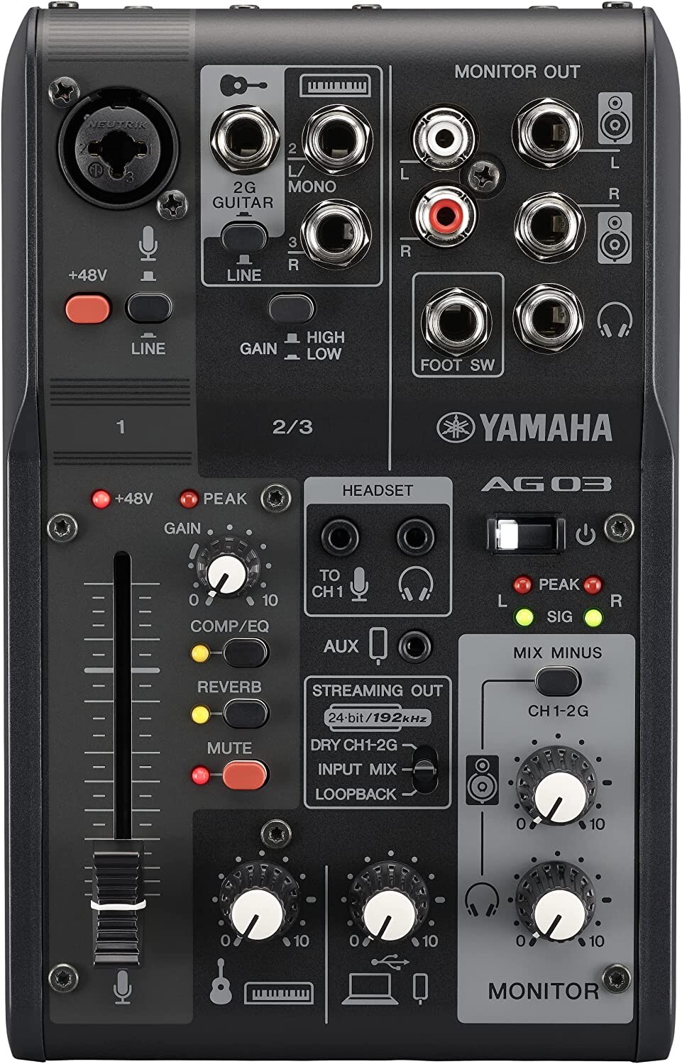 New Yamaha AG03MK2 3-Channel Live Streaming Mixer with USB