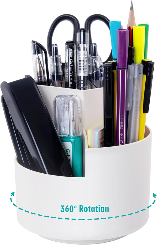 Pen Holder Rotating Multipurpose 3 Divided Slots Revolving Pencil Cup