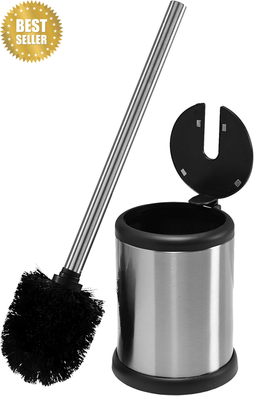 Toilet Brush and Holder | Self Closing Lid | 360 Degree Brush Head | Bathroom Cl