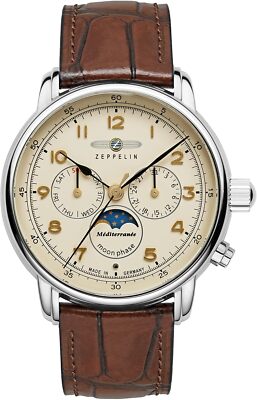 Zeppelin Moon Phase 時計 不動 DAU, Zeppelin Hindenburg Moonphase Ronda 706B, Steelcase