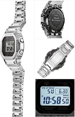 Pre-owned Casio G-shock Gmw-b5000d-1jf Solar Radio Bluetooth Metal Case Digital Men Watch
