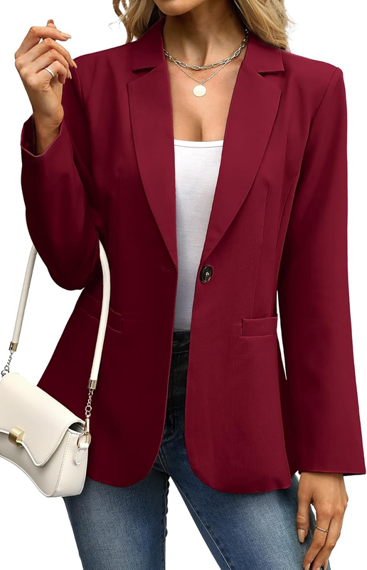 Women'S Blazer Business Casual Lightweight Suit - Long Sleeve Slim Fit Work Office Jacket with Pockets