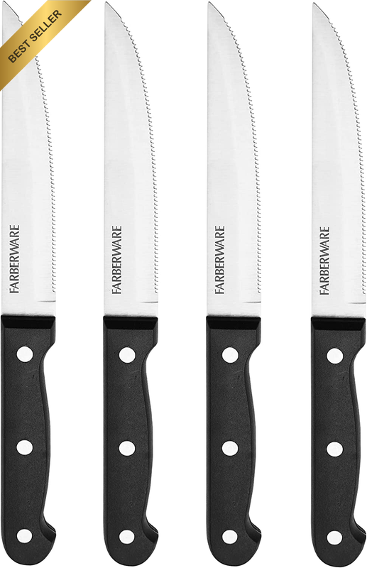 4Pc Full Tang Triple Riveted Steak Knife Set, Black