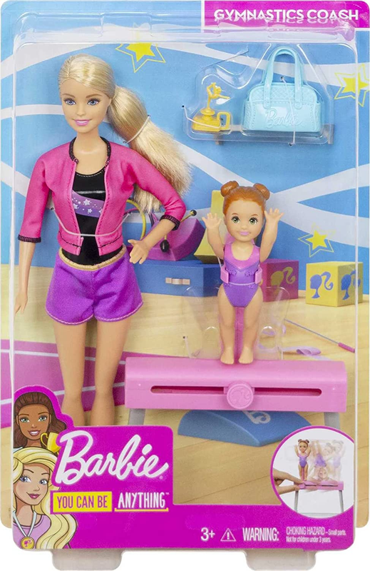 Barbie Gymnastics Coach Dolls & Playset with Coach Doll, Student Small Doll & Ba