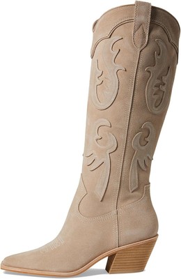 Pre-owned Dolce Vita Women's Samsin Western Boot In Taupe Suede