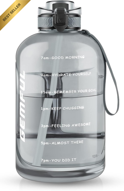 3 Liter Water Bottles with Handle Straw Motivational BPA Free Big Drinks Bottle