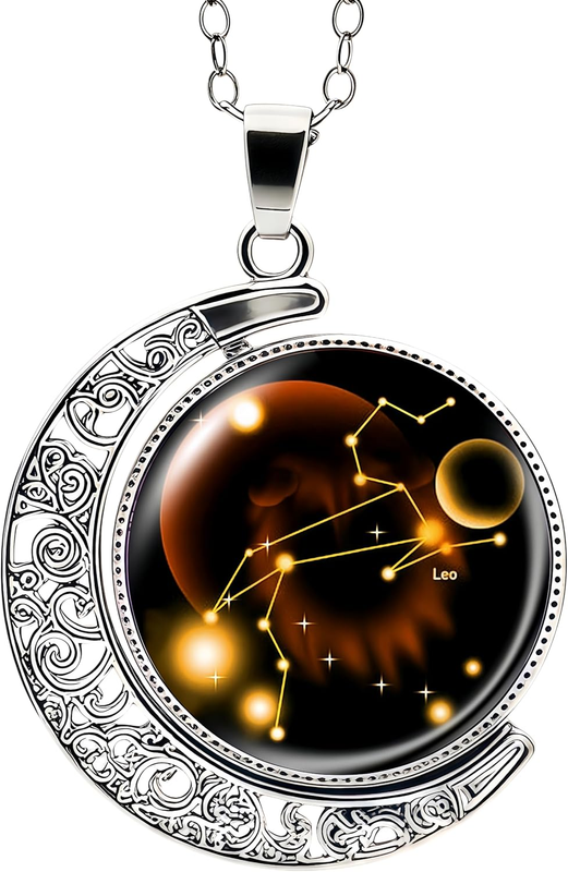 Gothic Moon Witchy Zodiac Necklace for Women Trendy Jewelry, Vintage Whimsigoth