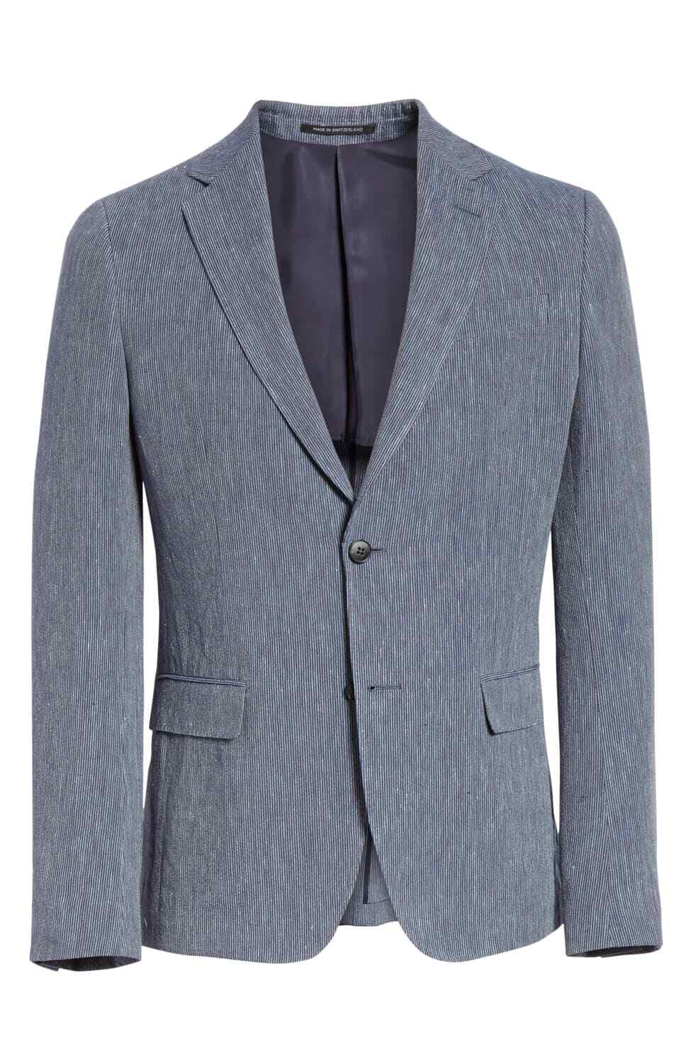 Pre-owned Z Zegna Ermenegildo Zegna Z Zegna Men's Navy D8 Seersucker Linen And Cotton Blend Sport Coat $795 In Blue