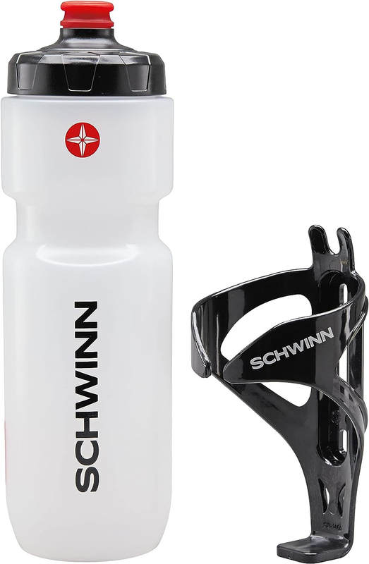 Schwinn Bike Bottle Holder with Water Bottle, 26 Oz. Bpa-Free Squeeze Sport Bott